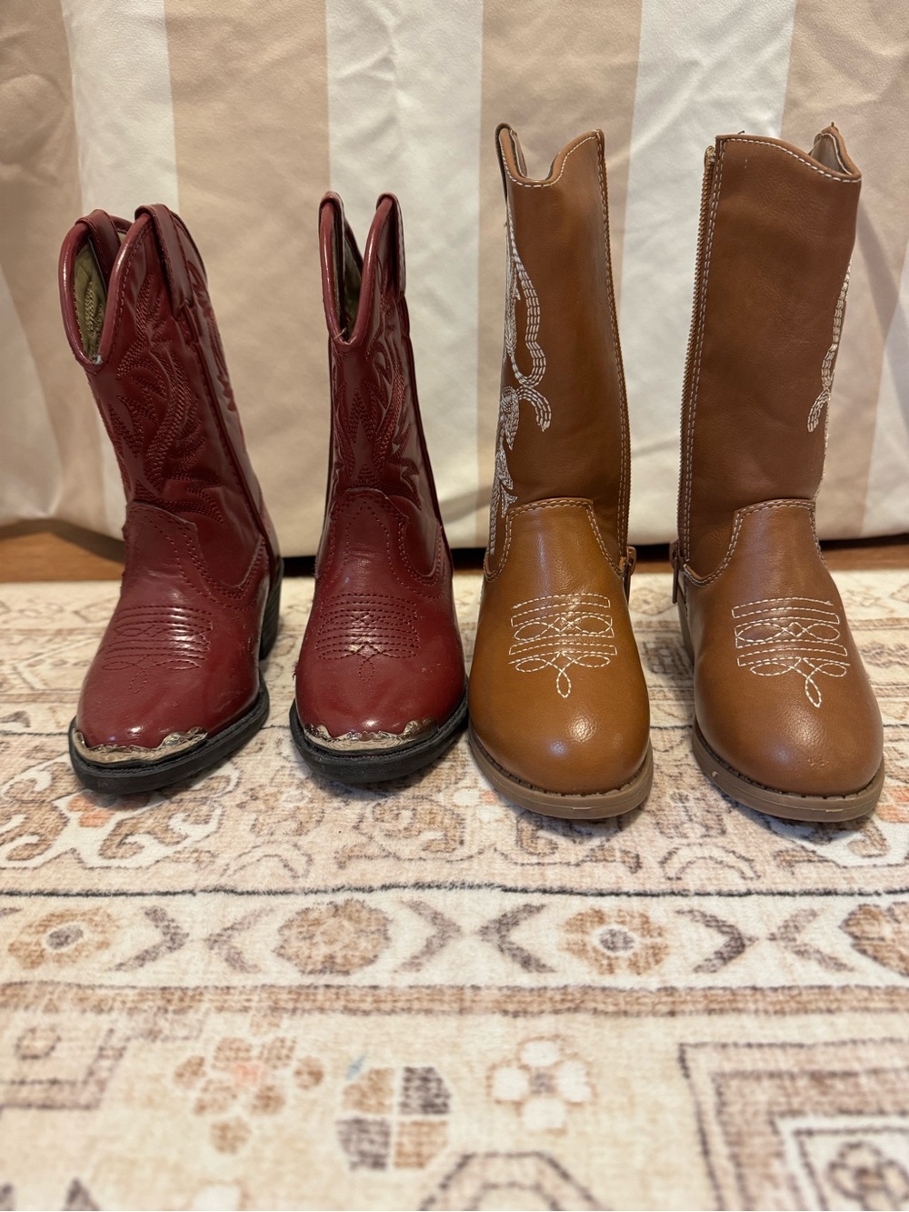 2 pairs toddler Western Cowboy Boots - Red and Brown